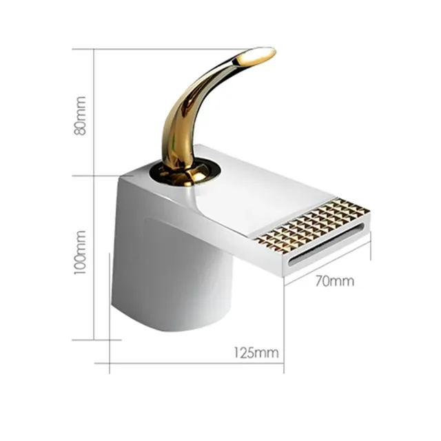 Bassin de bain cascade en laiton doré blanc – vue 3