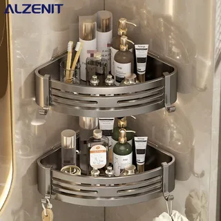 Étagère de salle de bain noire pour douche