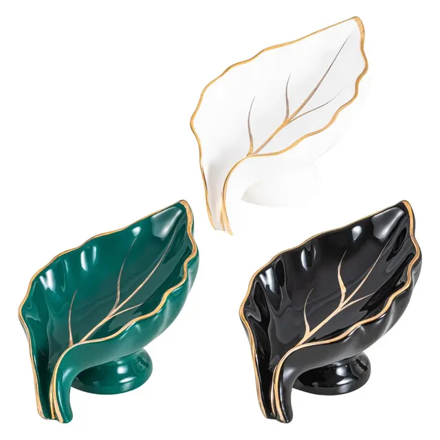 Porte savon céramique feuille émaillée vert émeraude…