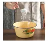 Bassin émaillé rétro crème jaune motif floral rouge vert… – vue 6