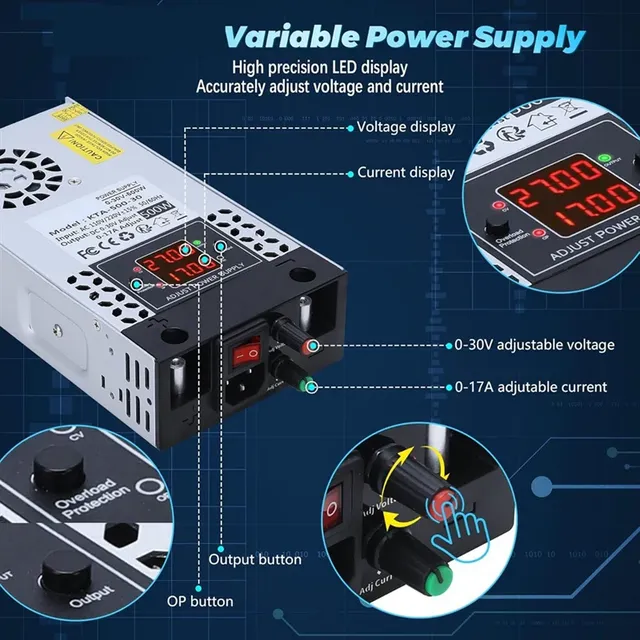 ABKW-alimentation à découpage 0-30V 0-17A 500W…