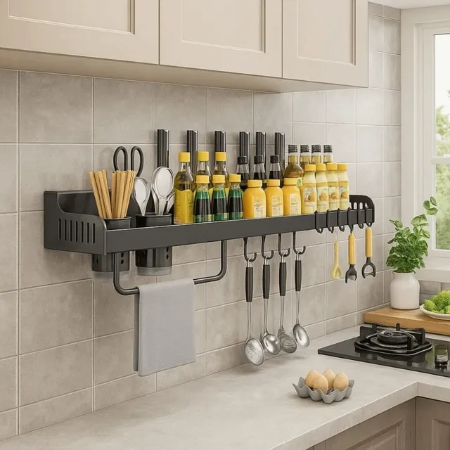 Support rangement mural cuisine inox brossé gris… – vue 2