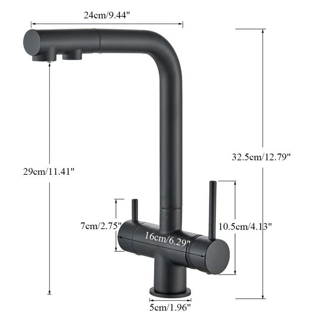 Rozin mitigeur cuisine noir mat bec haut pivotant design… – vue 6