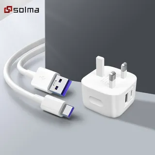 Chargeur mural prise britannique trois broches usb typea typec câble…