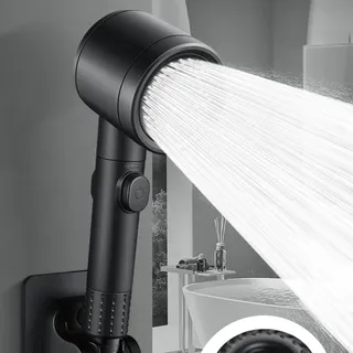 Pommeau douche super pressurisé basse pression noire mat rond jets…