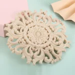 Autocollant de sculpture sur bois non peint, 1 pièce, classique, Floral, coin sculpté, Applique décorative pour fenêtres, portes, meubles, 10cm