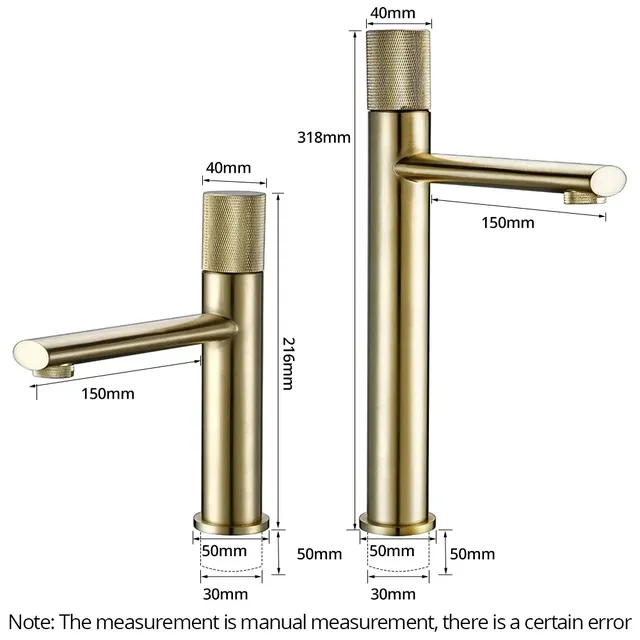 Robinet moleté Robinet de lavabo en or brossé Robinets… – vue 4