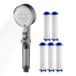 Pommeau de douche filtré à 5 modes, pulvérisateur réglable haute pression avec 5 filtres, ensemble de douche à main à économie d&rsquo;eau pour maison, camping-car, dortoir