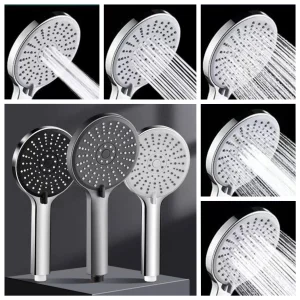 Pommeau de douche haute pression, salle de bain, 5 fonctions, économie d&rsquo;eau, mural, ABS chromé, accessoire de pluie