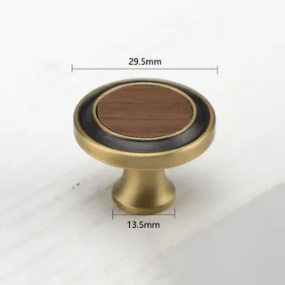 Poignée bouton ronde style vintage rétro tête champignon insert bois…
