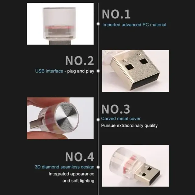USB prise lumière voiture RGB Mini coloré LED atmosphère… – vue 4