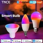 Ampoule TNCE Tuya WIFI/Zigbee E27 E14 GU10, lumière variable RGB 2700-6500k, commande vocale avec application Smart Life, fonctionne avec Alexa Google Home