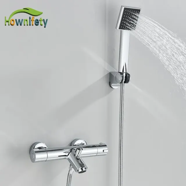 Mitigeur thermostatique mural noir chrome cylindrique…