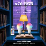 Ampoule LED RGB A70 15W 220V RA80 IR, télécommande 24 couleurs changeantes, projecteur pour chambre à coucher, fête, décoration de la maison, 1 à 10 pièces