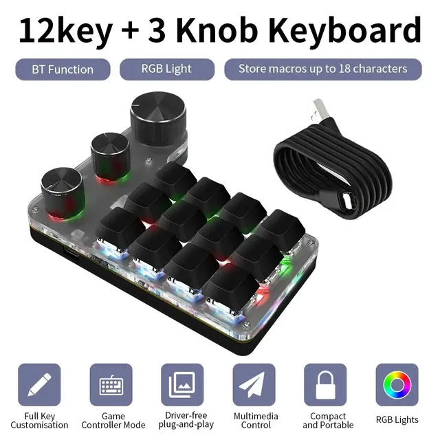 Clavier de jeu mécanique à 3 boutons