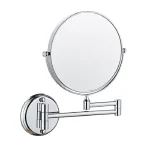 Miroir télescopique rond chromé Double face sans poinçonnage, Triple miroir pliable, haute définition pour le maquillage, 6/8 pouces