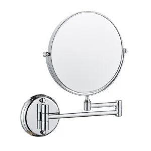 Miroir télescopique rond chromé Double face sans poinçonnage, Triple miroir pliable, haute définition pour le maquillage, 6/8 pouces
