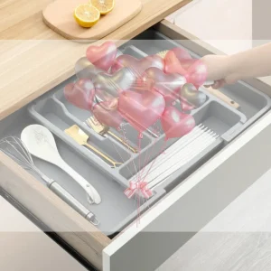 Plateau à ustensiles extensible, organisateur de cuillères en argenterie, couvercle de tiroir, plateau à couverts réglable, organisateur de tiroir de cuisine