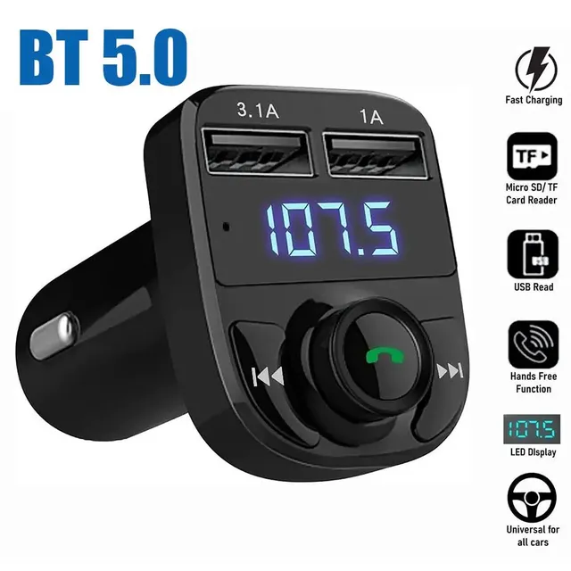 Chargeur de voiture transmetteur FM Bluetooth Audio… – vue 5