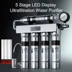 EIREE – purificateur d&rsquo;eau en acier inoxydable à 5 étages, avec affichage numérique et manomètre sous l&rsquo;évier, système de filtre de cuisine, purificateur d&rsquo;eau