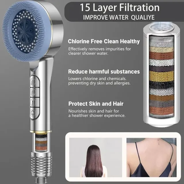 Pommeau de douche suralimenté filtré à réglage à quatre… – vue 3