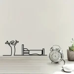 Panneau de salle de bain, figurine de douche noire, décoration murale, ligne minimaliste, panneau de porte rustique, douche drôle, Art mural pour homme, décoration de maison