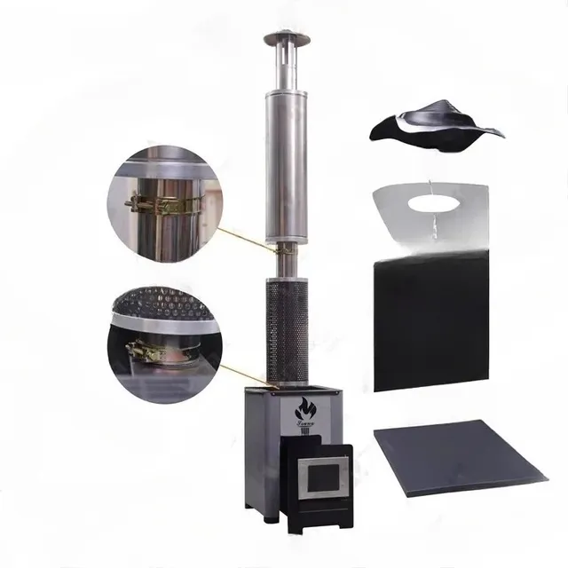 Sauna poele bois metal 3mm cheminee inox telescopique…