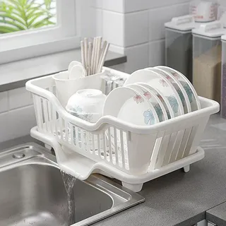 Égouttoir vaisselle plastique blanc compact surélevé drainant pivotant…