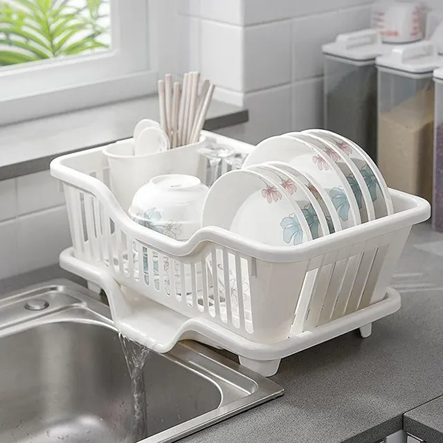 Égouttoir vaisselle plastique blanc compact surélevé…