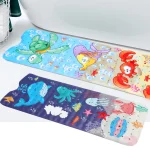 Tapis de bain pour bébé, tapis de baignoire antidérapant avec ventouse et trou de vidange, tapis de douche pour enfant, dessin animé mignon Sea World