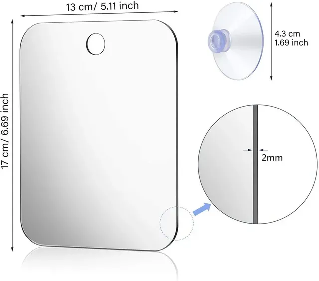 Miroir de douche en acrylique avec aspiration murale – vue 2