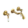 Robinet lavabo mural laiton doré luxe victorien bec… – vue 4