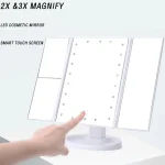 Miroir de maquillage à grossissement 2X 3X, Triple touche, support de lampe 22LED, miroir de vanité, prend en charge USB et batterie sèche, miroir carré de chargement