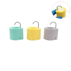 distributeur liquide dentaire hygiénique doseur gouttes plastique mural adhésif silicone crochet métallique couleurs jaune vert bleu compact empilable économique pratique