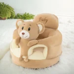 Chaise pour enfants en peluche douce – Siège de soutien en PVC pour l&rsquo;apprentissage assis, confortable et sauge. Conception de dessin animé vert.