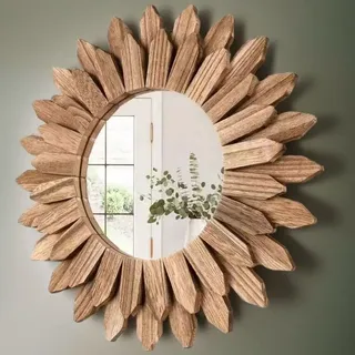 Miroir mural décoratif soleil bois sculpté rond rayonnant pétales…