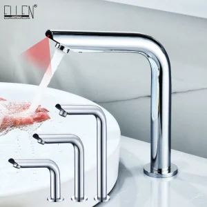 ELLEN – robinet de lavabo à capteur chromé, mitigeur d&rsquo;eau gonflé automatique monté sur le pont, robinets d&rsquo;évier hauts ELS8870