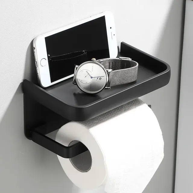 Support porte papier toilettes tablette intégrée noir… – vue 6