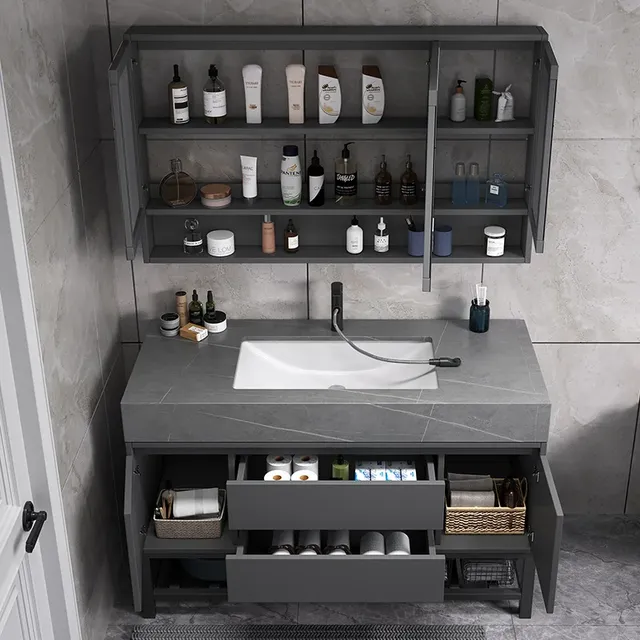 Lavabo sol armoires de salle de bain Vintage tiroir… – vue 3