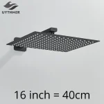 Pomme de douche de luxe 16 pouces = 40cm, grande pomme de pulvérisation supérieure avec bras de douche, accessoires de salle de bain muraux