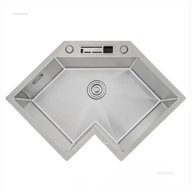 Éviers de cuisine d'angle en acier inoxydable en forme… – vue 3
