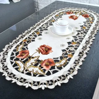 Nappe en Dentelle Brodée Vintage Ovale