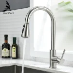 Tête de Pulvérisation en Nickel Brossé pour Évier de Cuisine, Bec Latéral à Trou Unique, Chrome/Noir, 866068