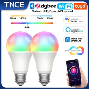 TNCE-Ampoule LED Tuya, Bluetooth, WiFi, Zigbee, Lumière à intensité variable, 2700-6500k RVB, Smart Life Andrea, Voix avec Alexa Google Home TNCE-Ampoule LED Tuya, Bluetooth, WiFi, Zigbee, Lumière à intensité variable, 2700-6500k RVB, Smart Life Andrea, Voix avec Alexa Google Home