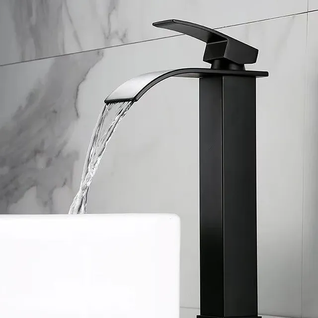 Robinet lavabo cascade noir mat acier inoxydable carré… – vue 4