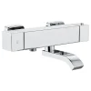 mitigeur thermostatique mural inox réglage température sécurité 38C intelligent cartouche céramique inverseur douche baignoire bec cascade chrome contemporain géométrique
