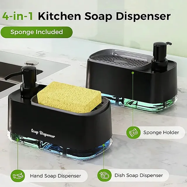 Double distributeur de savon avec porte-éponge – vue 3