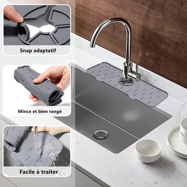 Tapis de robinet de cuisine en Silicone