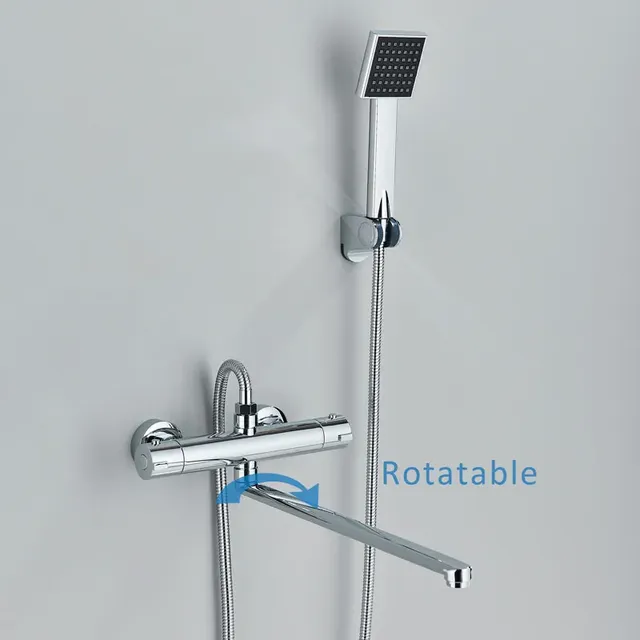 Mitigeur thermostatique mural chromé baignoire bec long… – vue 2