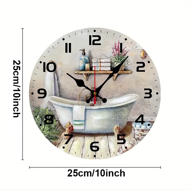 Horloge murale suspendue ronde et silencieuse en bois – vue 2